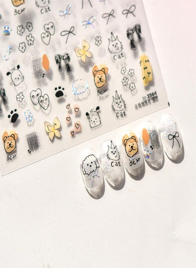 Dedyel 5D Embossed Cute Nail Art Stickers Cartoon Kawaii Design Anime Self Adhesive Nail Stickers for Women Kids Girls Nails Art Decorations - Image 3